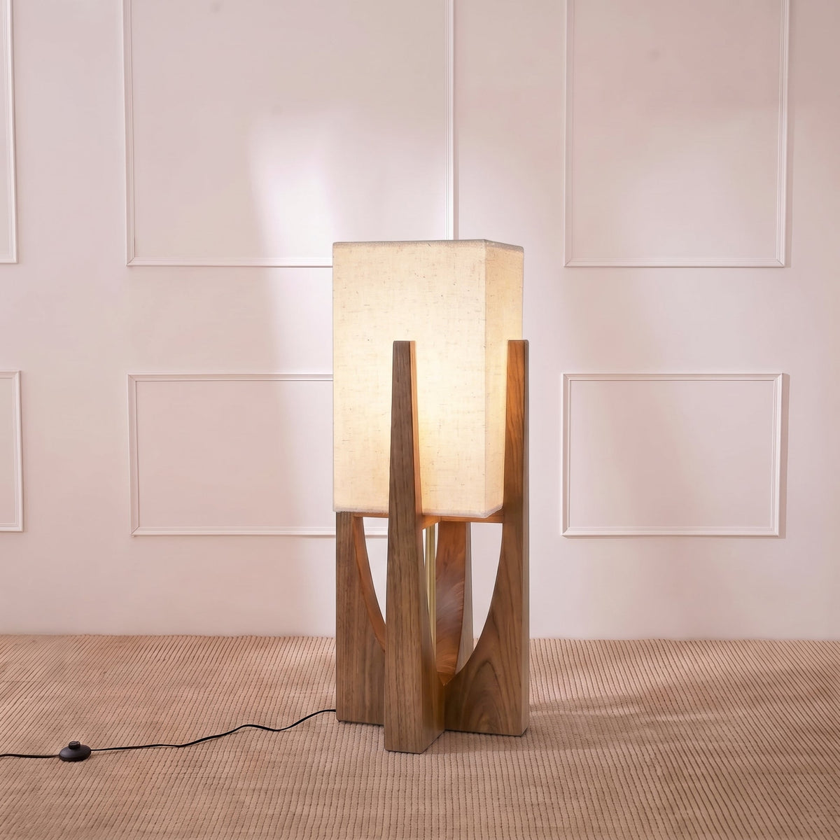 Japanese Style Wabi Sabi Floor Lamp – Minimalist Wooden Lighting