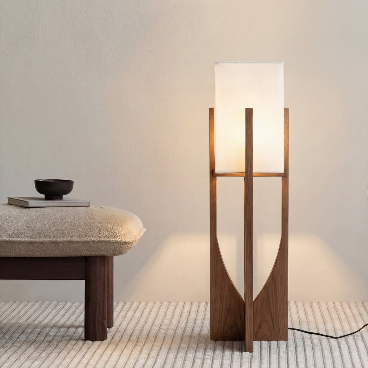 Japanese Style Wabi Sabi Floor Lamp – Minimalist Wooden Lighting