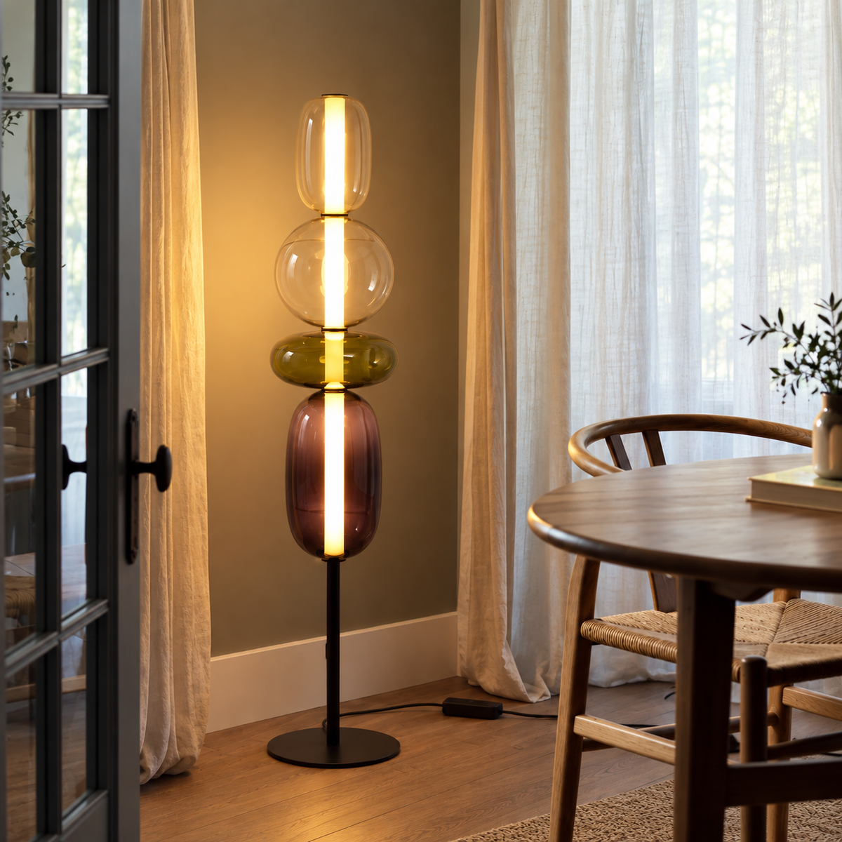 Colorful Stacked Glass Floor Lamp – Sculptural LED Lighting
