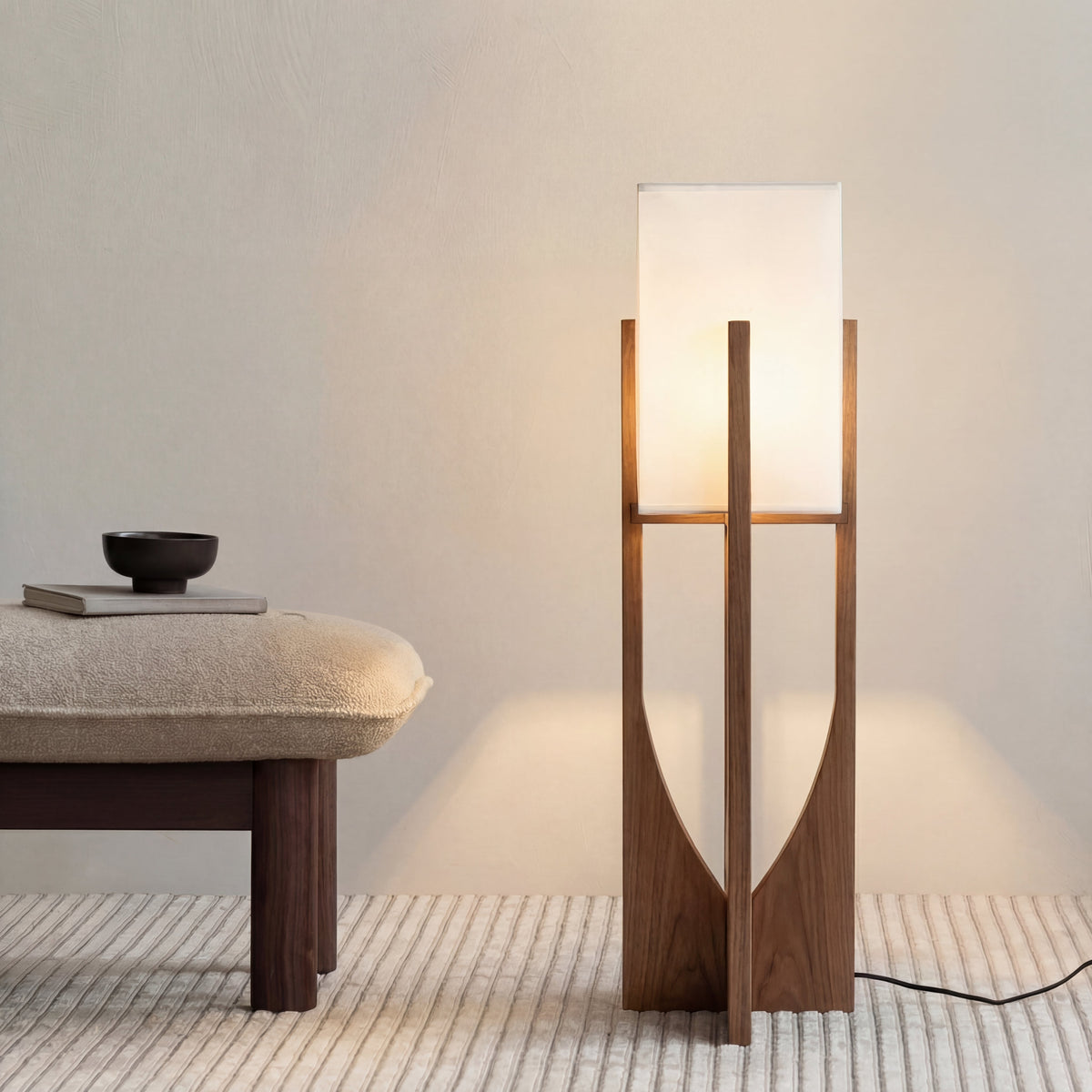 Japanese Style Wabi Sabi Floor Lamp – Minimalist Wooden Lighting