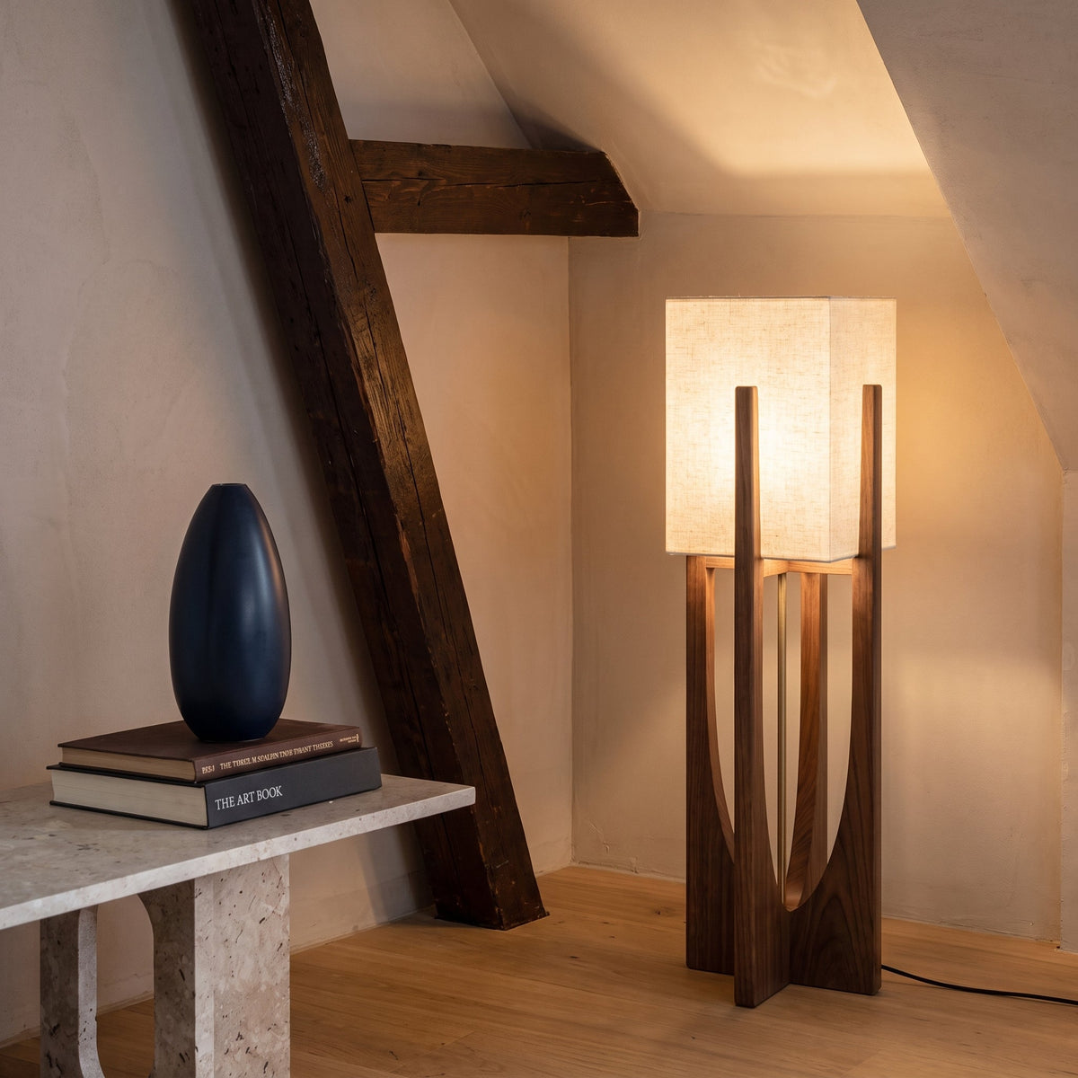 Japanese Style Wabi Sabi Floor Lamp – Minimalist Wooden Lighting