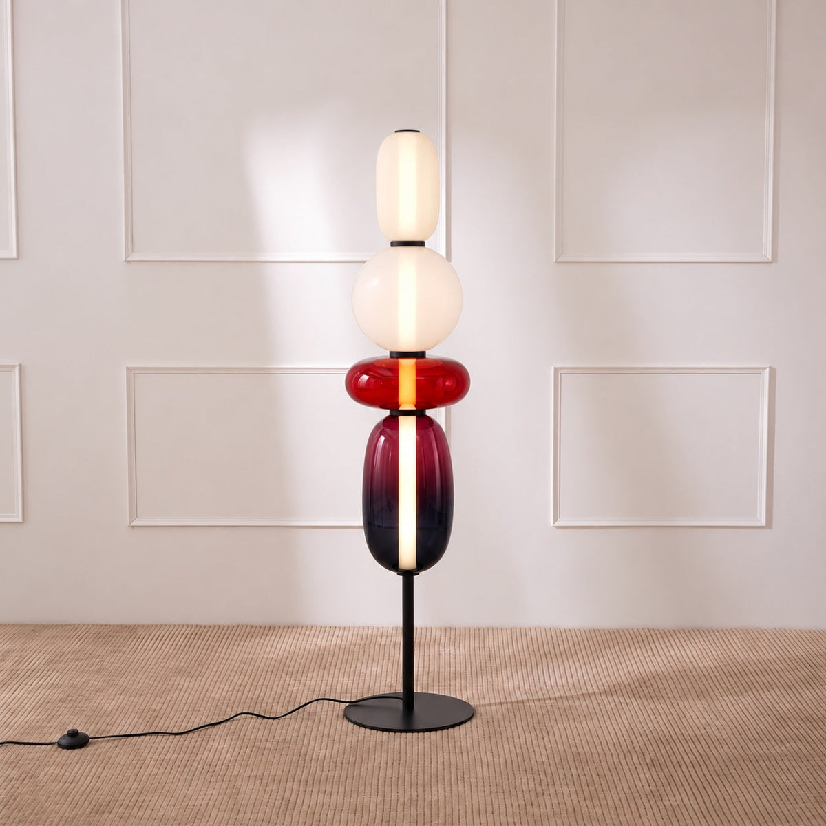 Colorful Stacked Glass Floor Lamp – Sculptural LED Lighting
