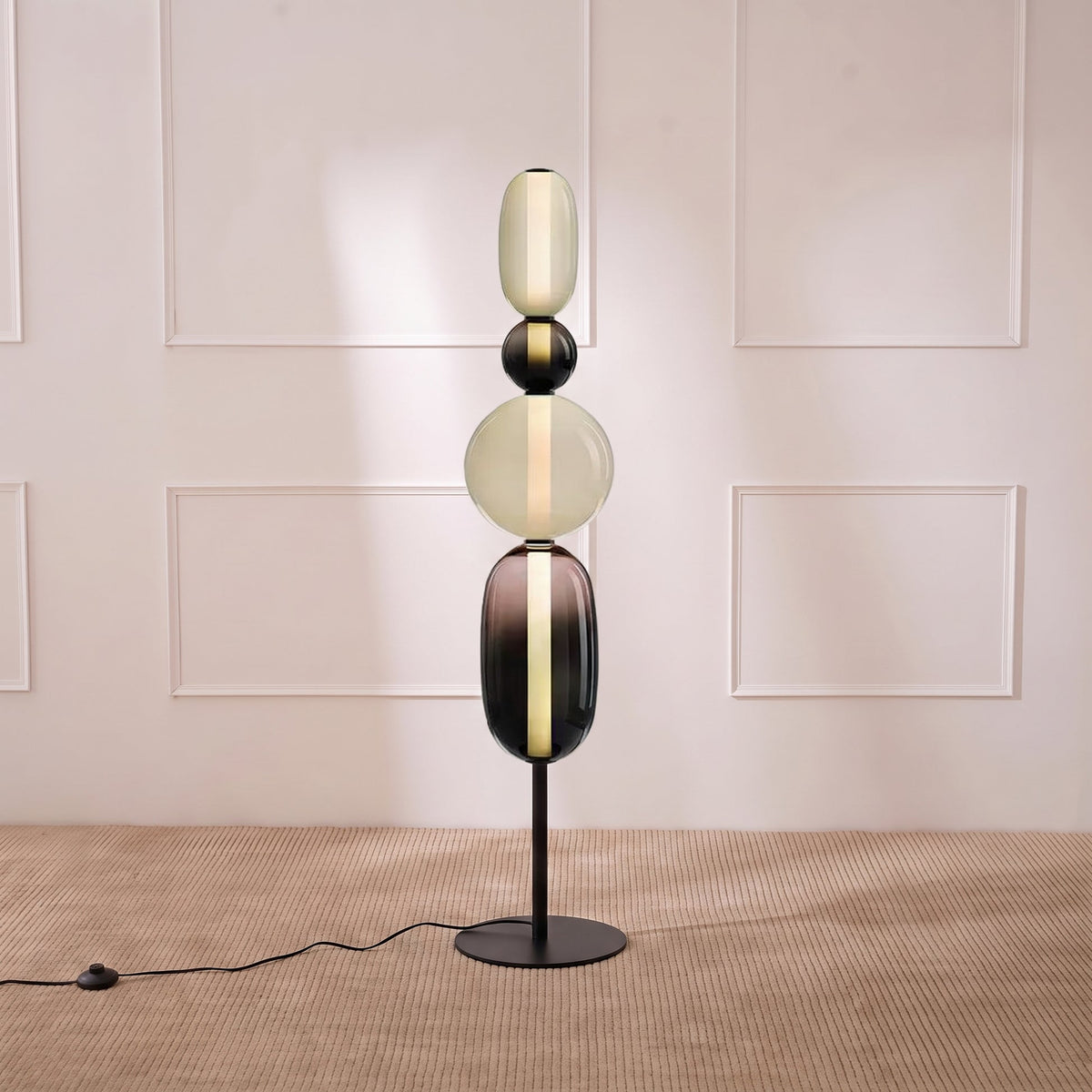 Colorful Stacked Glass Floor Lamp – Sculptural LED Lighting