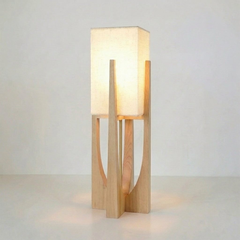 Japanese Style Wabi Sabi Floor Lamp – Minimalist Wooden Lighting