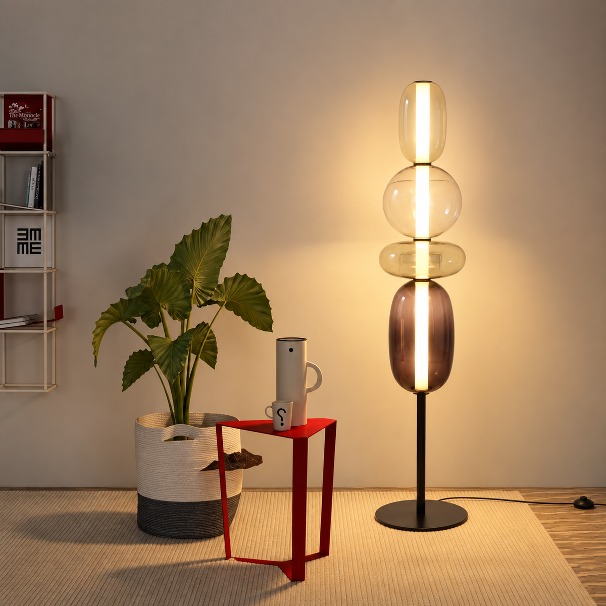 Colorful Stacked Glass Floor Lamp – Sculptural LED Lighting