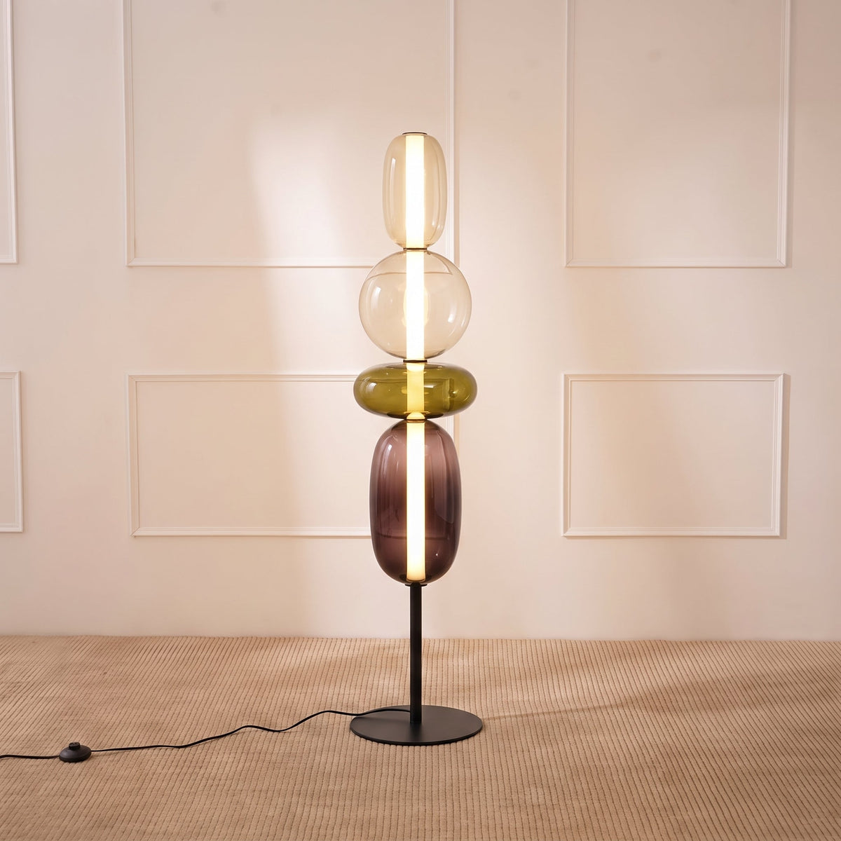 Colorful Stacked Glass Floor Lamp – Sculptural LED Lighting