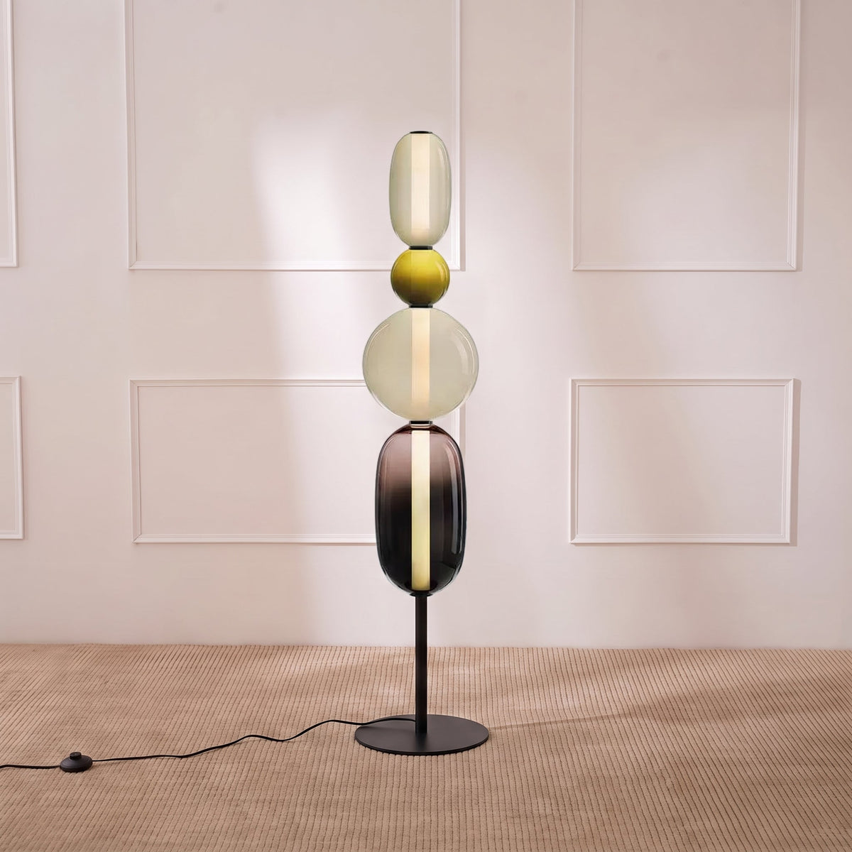 Colorful Stacked Glass Floor Lamp – Sculptural LED Lighting