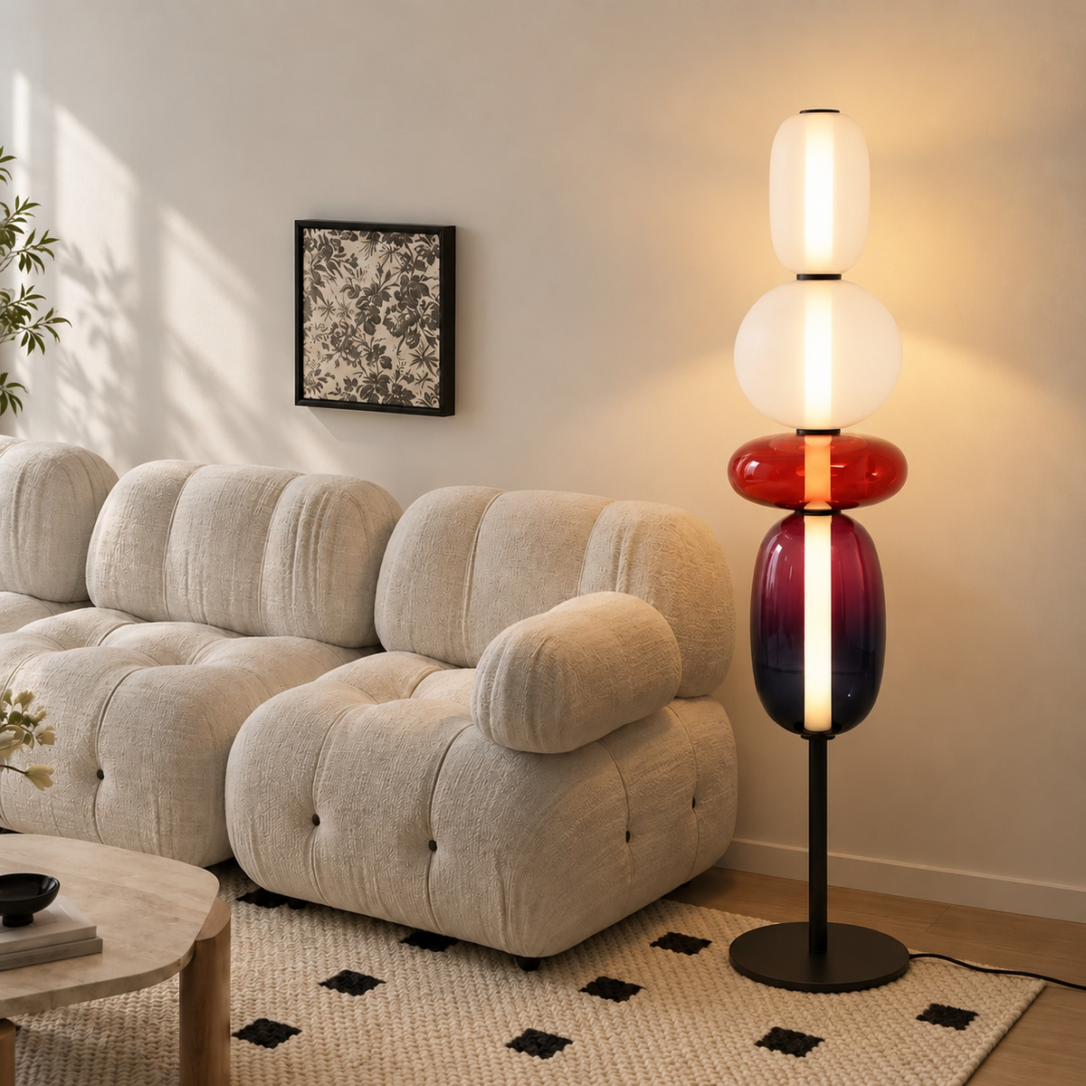 Colorful Stacked Glass Floor Lamp – Sculptural LED Lighting
