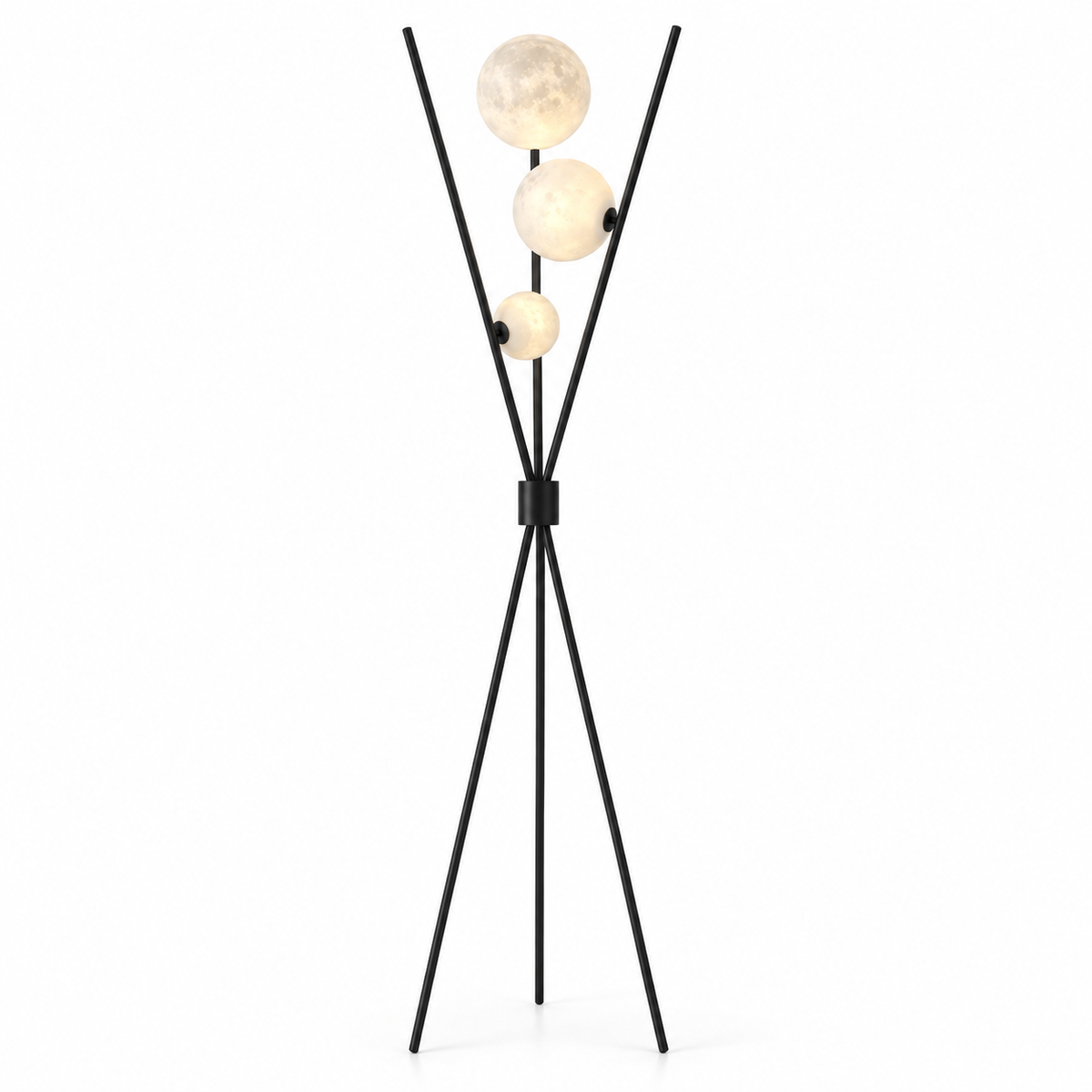 Contemporary Sculptural Moon Globe LED Floor Lamp