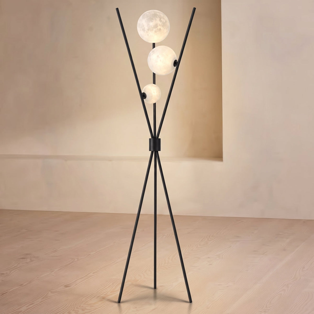 Contemporary Sculptural Moon Globe LED Floor Lamp