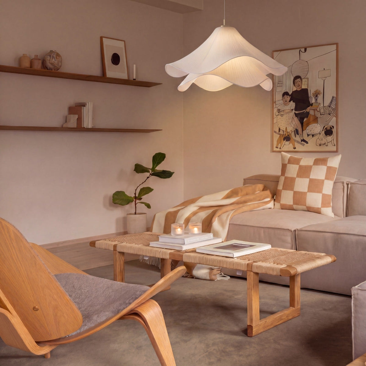 Flower Fabric Pendant Light – Elegant Sculptural Hanging Lighting