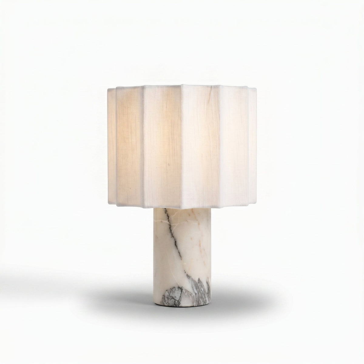 Pleated Marble Table Lamp – Rechargeable Ambient Lighting