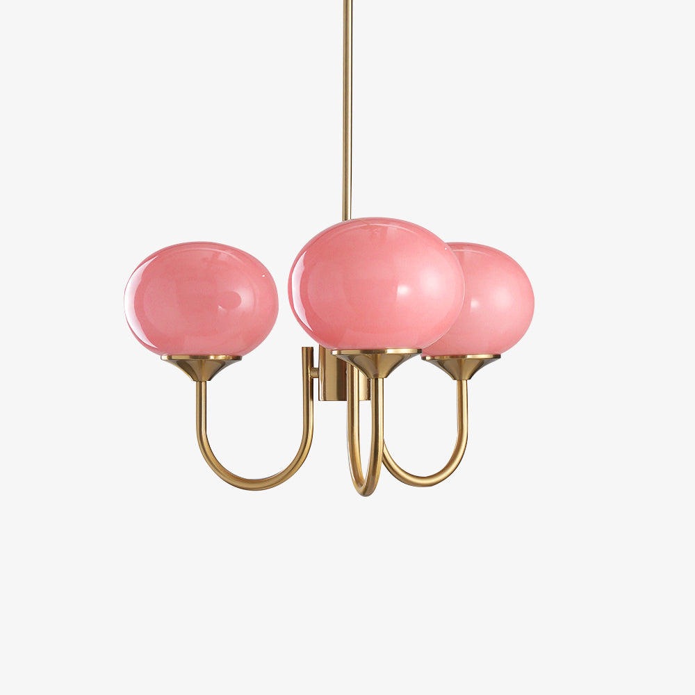 Pink Glass Globe Chandelier – Modern Elegant Hanging Lighting