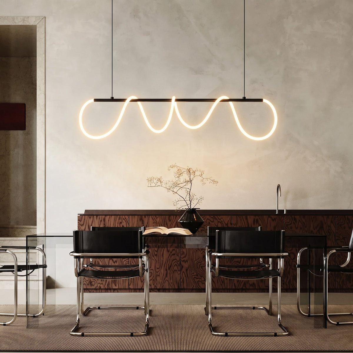 Wave Linear LED Pendant Light – Sculptural Hanging Lighting