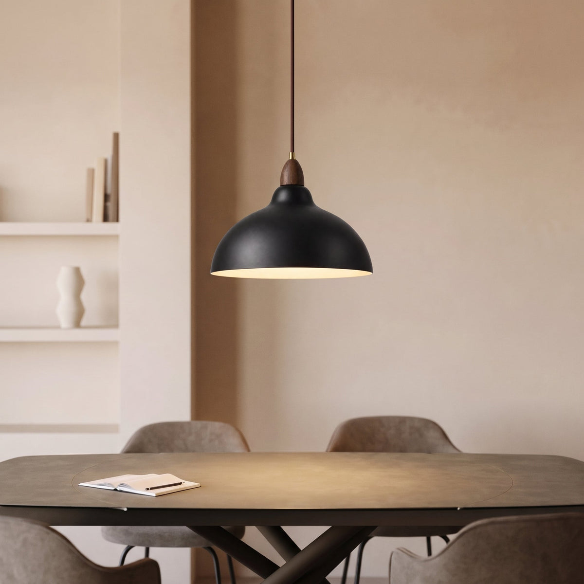 Scandinavian Wood and Metal Pendant Light – Modern Minimalist Lighting