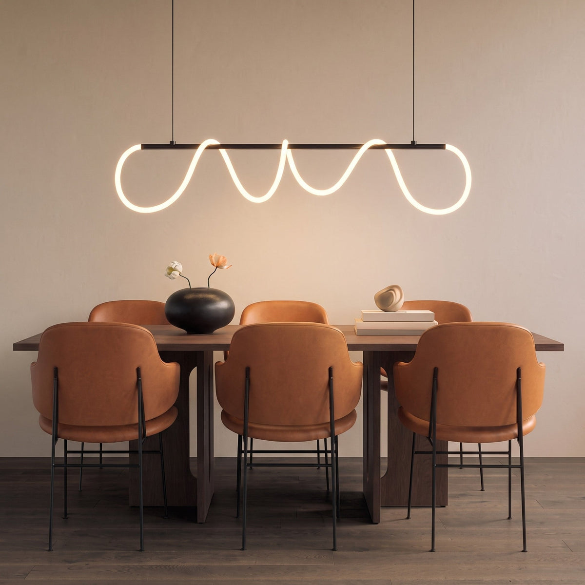 Wave Linear LED Pendant Light – Sculptural Hanging Lighting