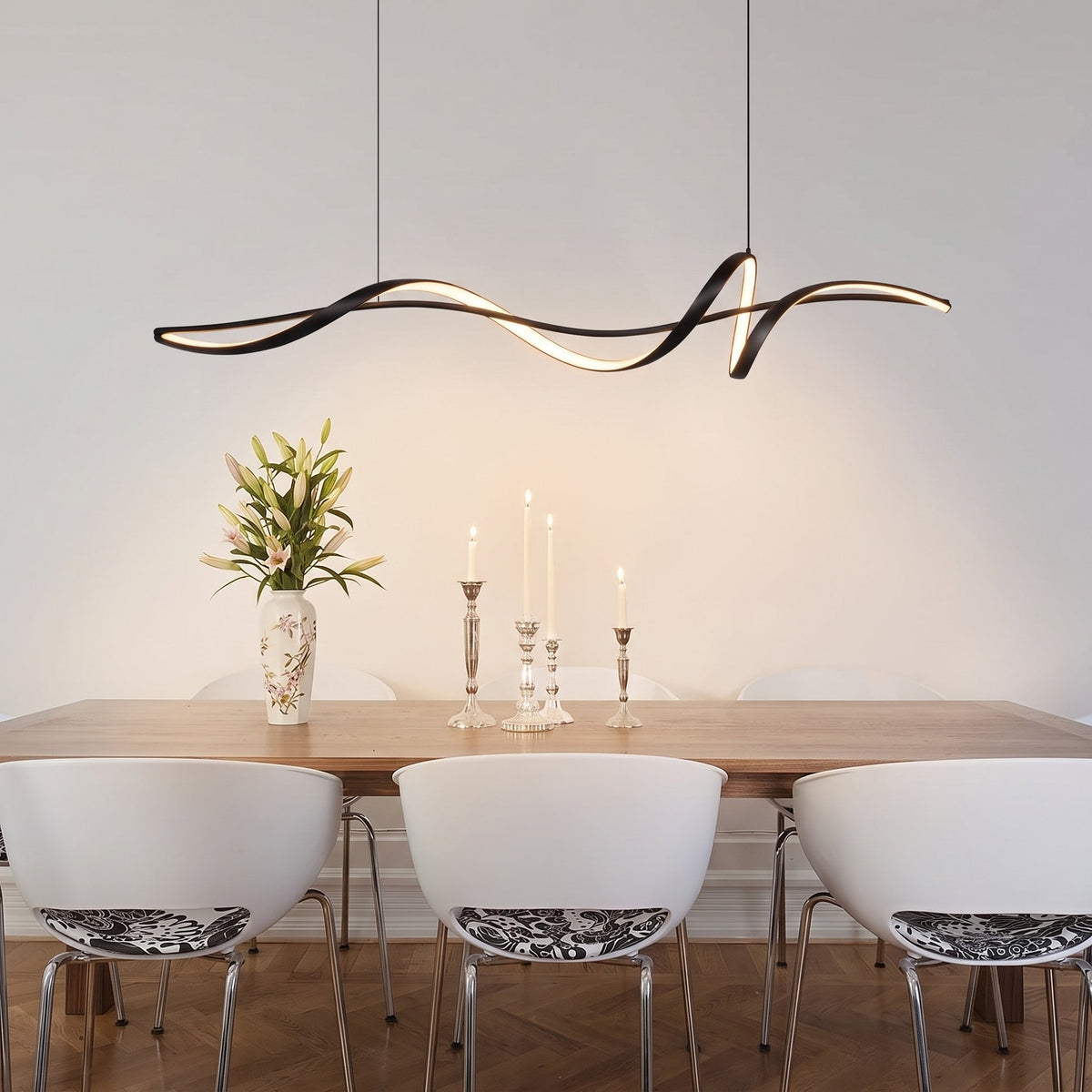 Flowing Wave LED Pendant Light – Scandinavian Hanging Lighting
