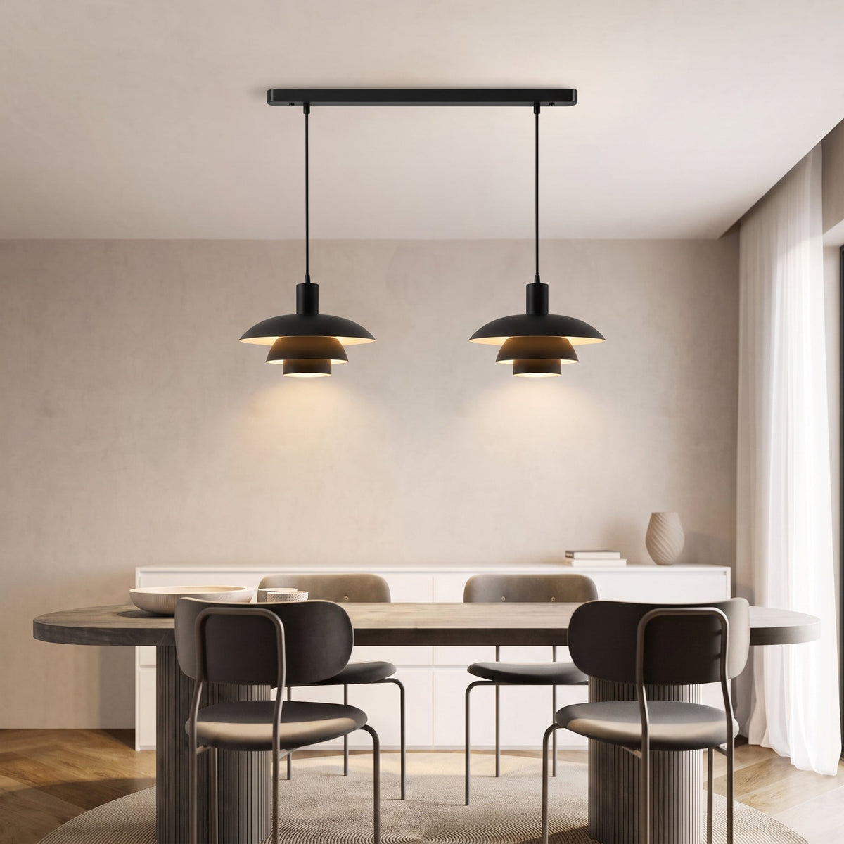 Scandinavian Minimalist Layered Metal LED Pendant Light
