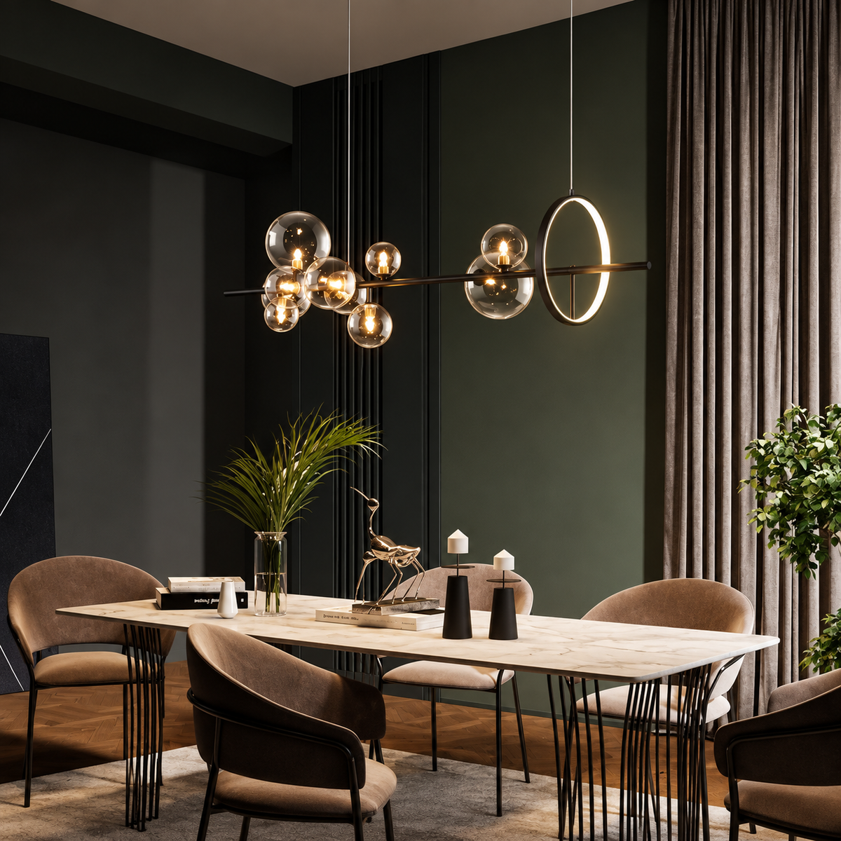 Linear Glass Globe Pendant Light – Contemporary Geometric Lighting