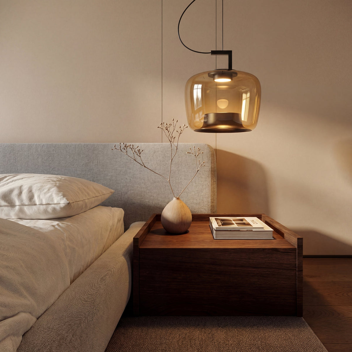 Modern Glass Pendant Light – Elegant Amber Glass Lighting