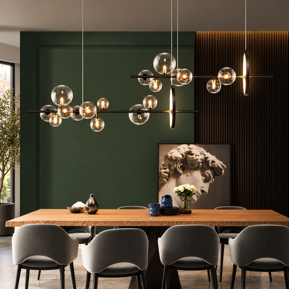 Linear Glass Globe Pendant Light – Contemporary Geometric Lighting