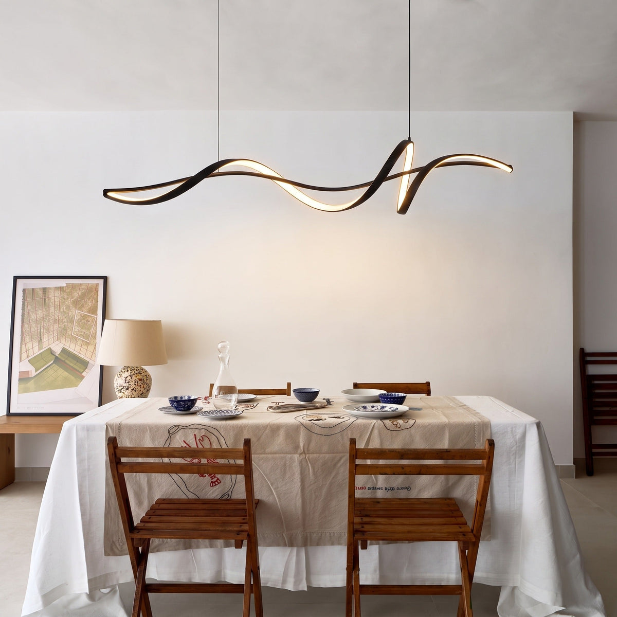 Flowing Wave LED Pendant Light – Scandinavian Hanging Lighting