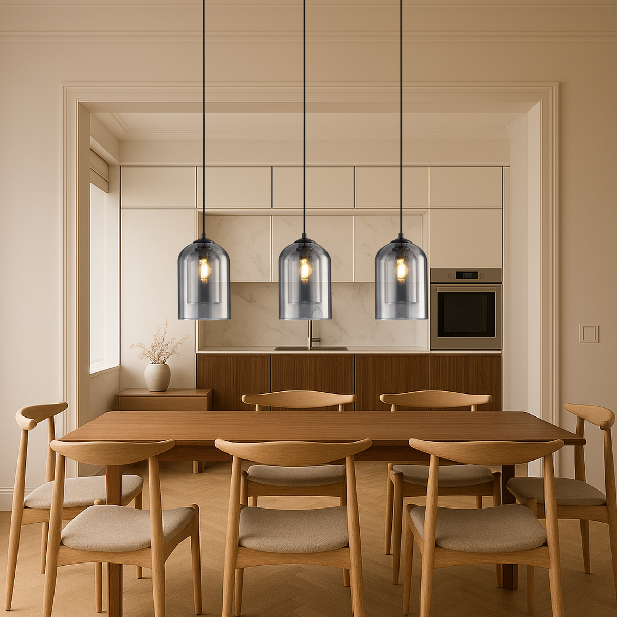 Modern Glass Pendant Light – Contemporary Double-Layer Hanging Lighting