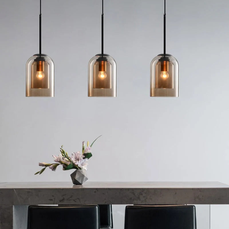Modern Glass Pendant Light – Contemporary Double-Layer Hanging Lighting