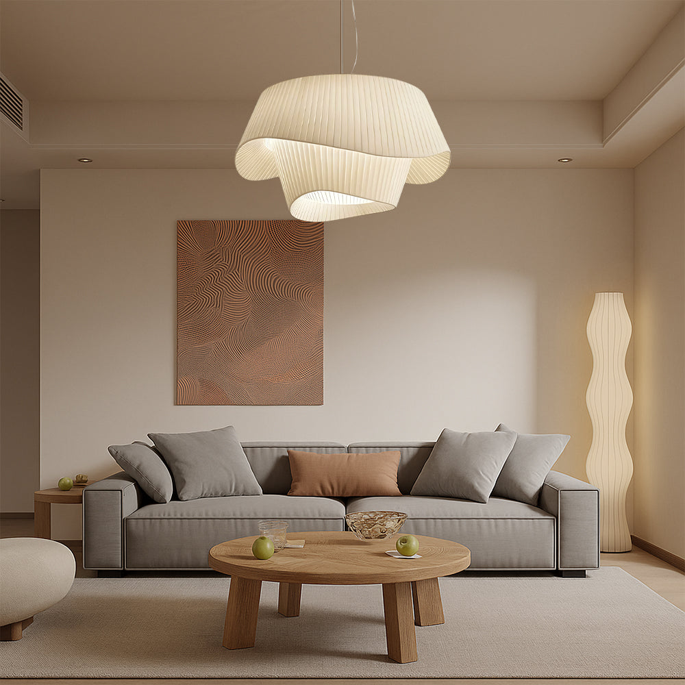 Wave Fabric Pendant Light – Elegant Sculptural Hanging Lighting