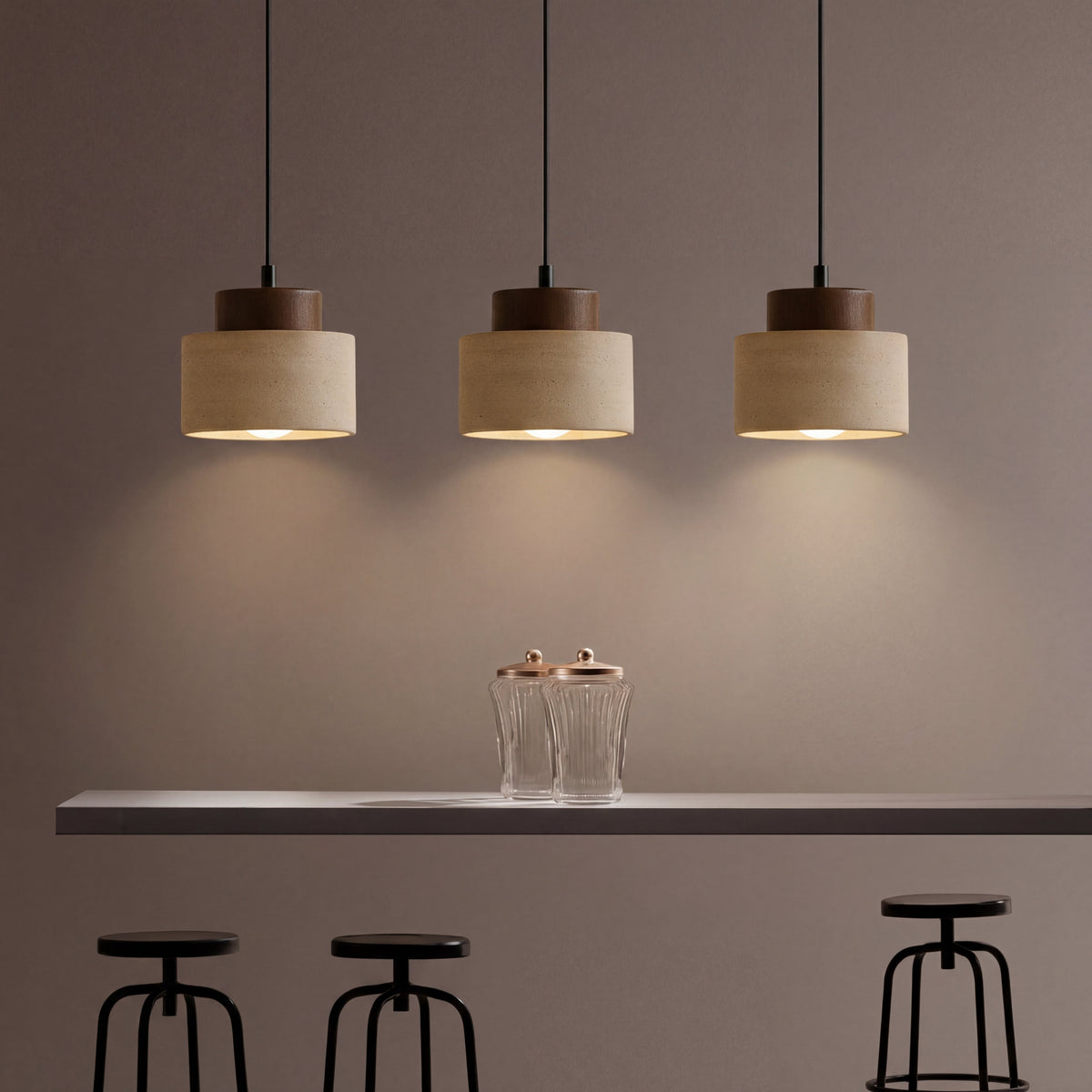 Travertine Stone Pendant Light – Modern Natural Stone Lighting