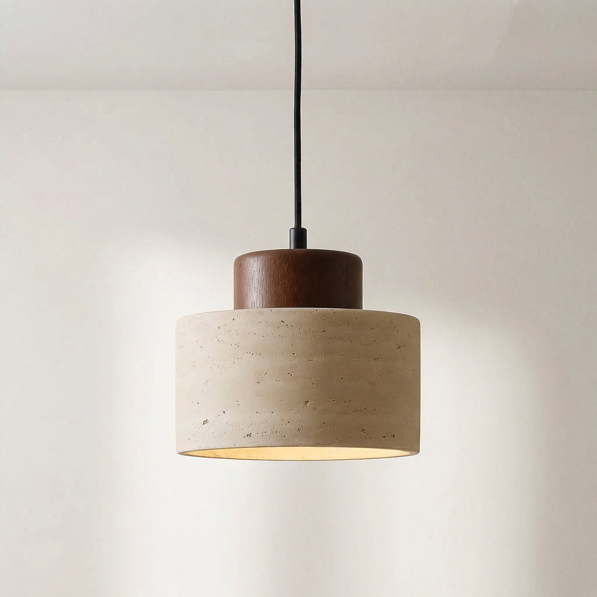 Travertine Stone Pendant Light – Modern Natural Stone Lighting