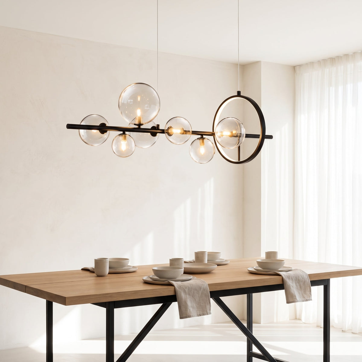 Linear Glass Globe Pendant Light – Contemporary Geometric Lighting