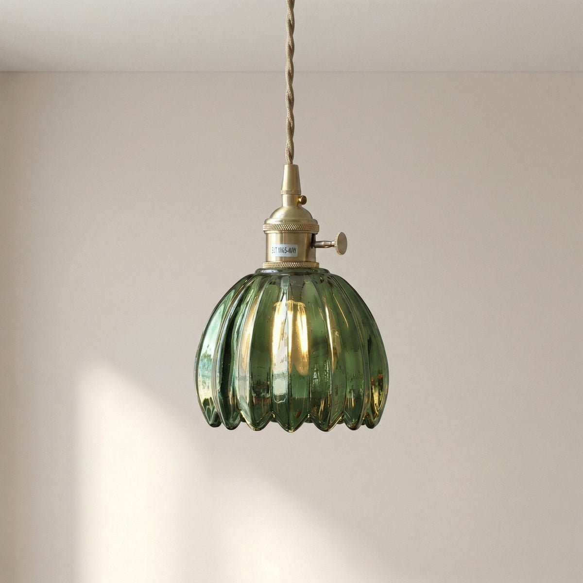 Japanese Glass Pendant Light – Vintage Ribbed Glass Lighting