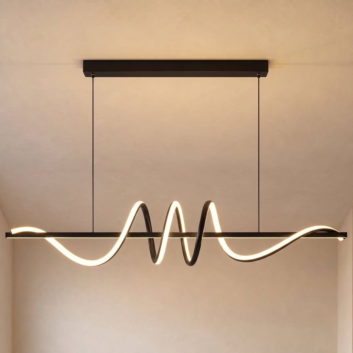 Sculptural Wave LED Pendant Light – Linear Hanging Lighting