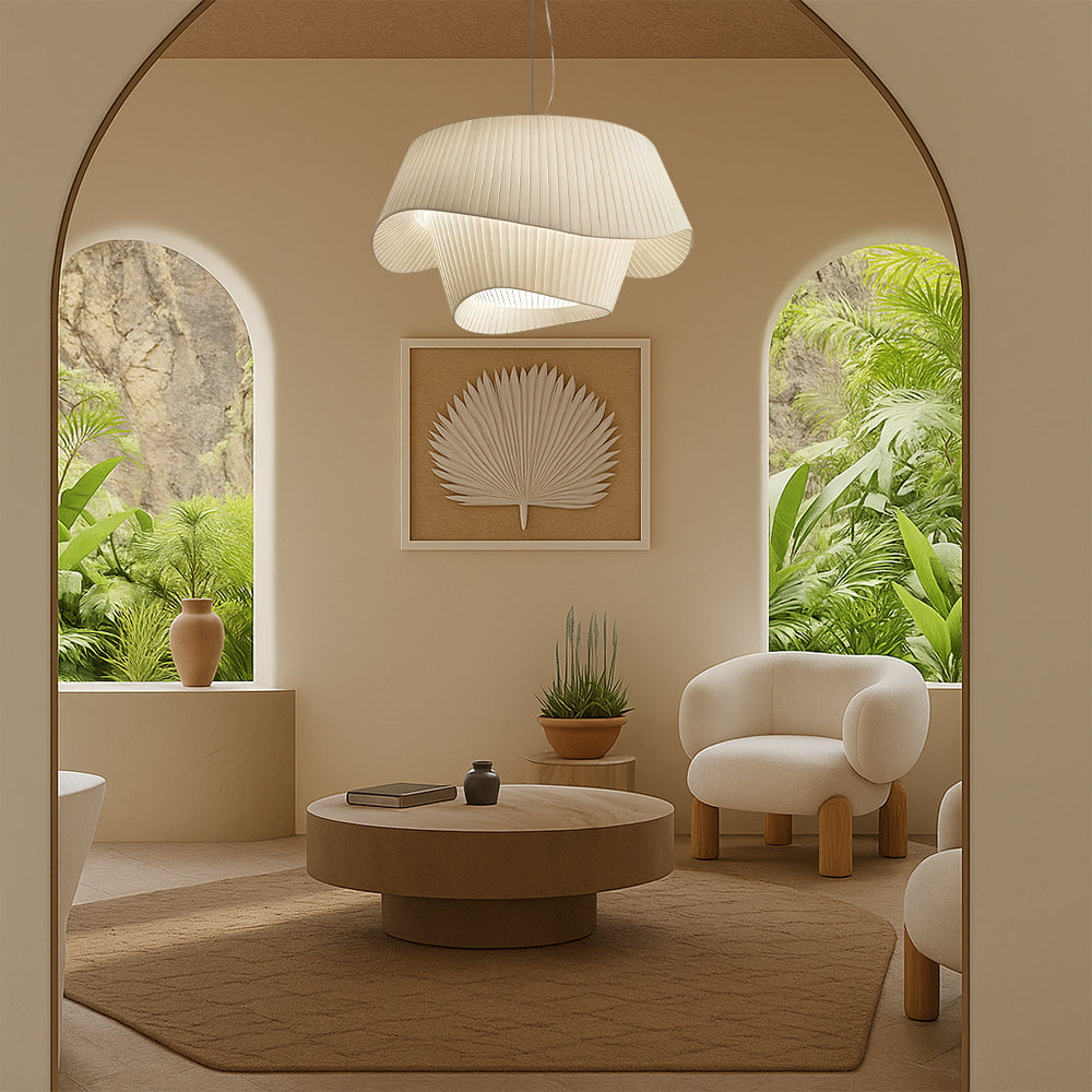 Wave Fabric Pendant Light – Elegant Sculptural Hanging Lighting