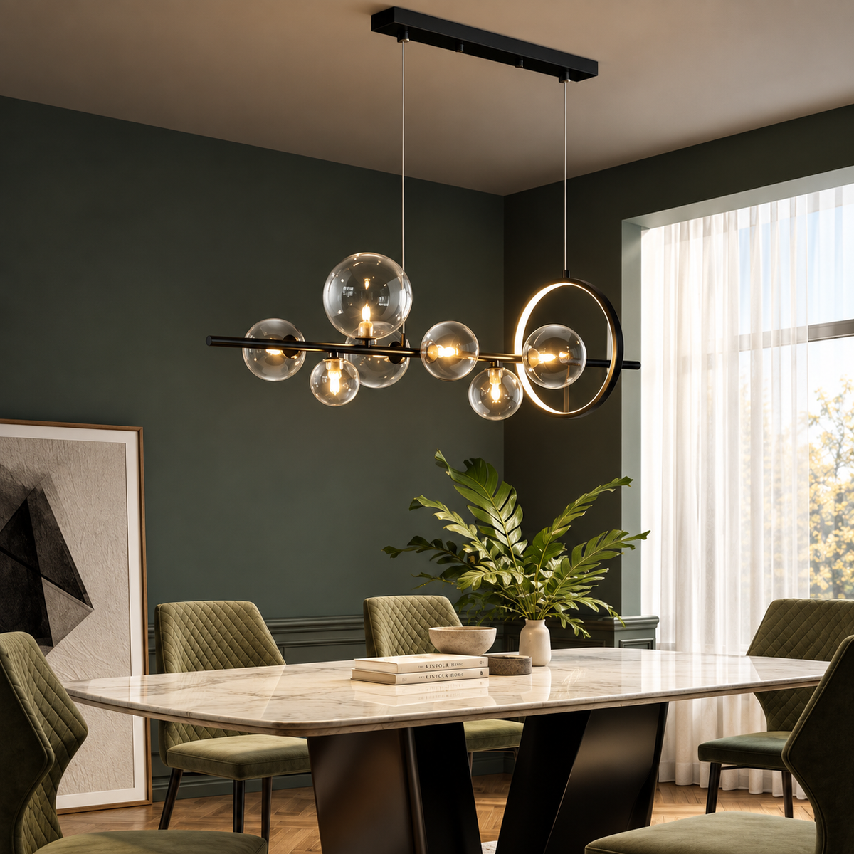 Linear Glass Globe Pendant Light – Contemporary Geometric Lighting
