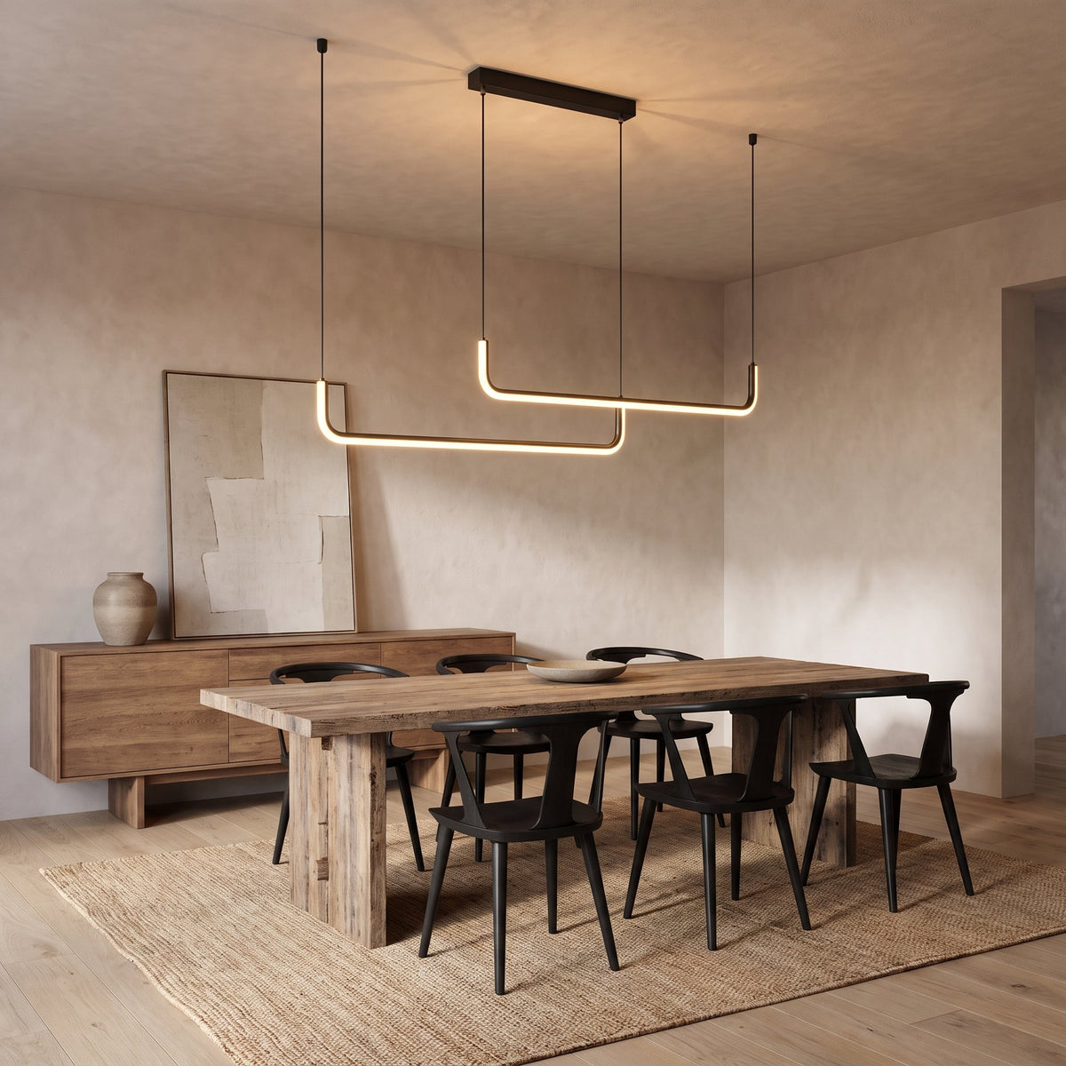 Double U-Shaped LED Pendant Light – Geometric Linear Lighting