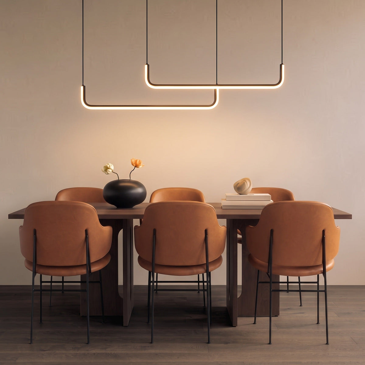 Double U-Shaped LED Pendant Light – Geometric Linear Lighting