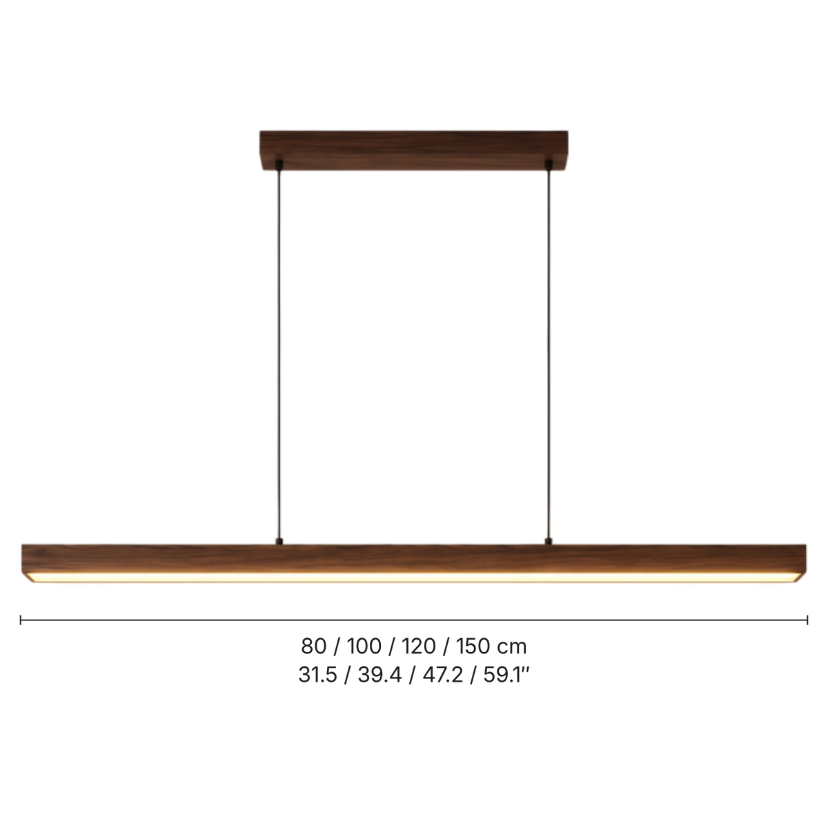 Walnut Wood Linear LED Pendant Light – Minimalist Hanging Lighting
