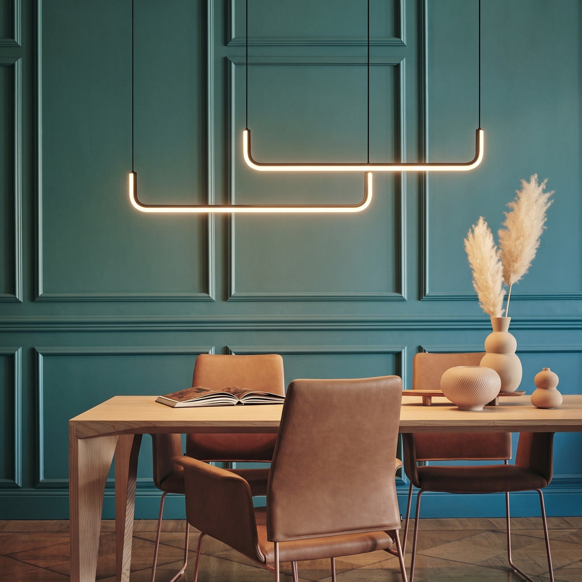 Double U-Shaped LED Pendant Light – Geometric Linear Lighting
