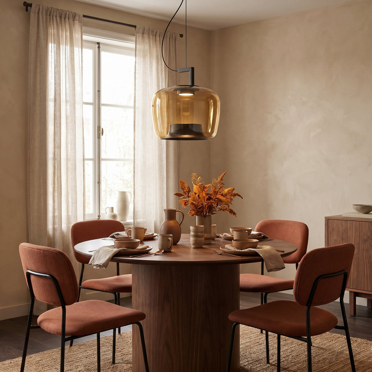 Modern Glass Pendant Light – Elegant Amber Glass Lighting