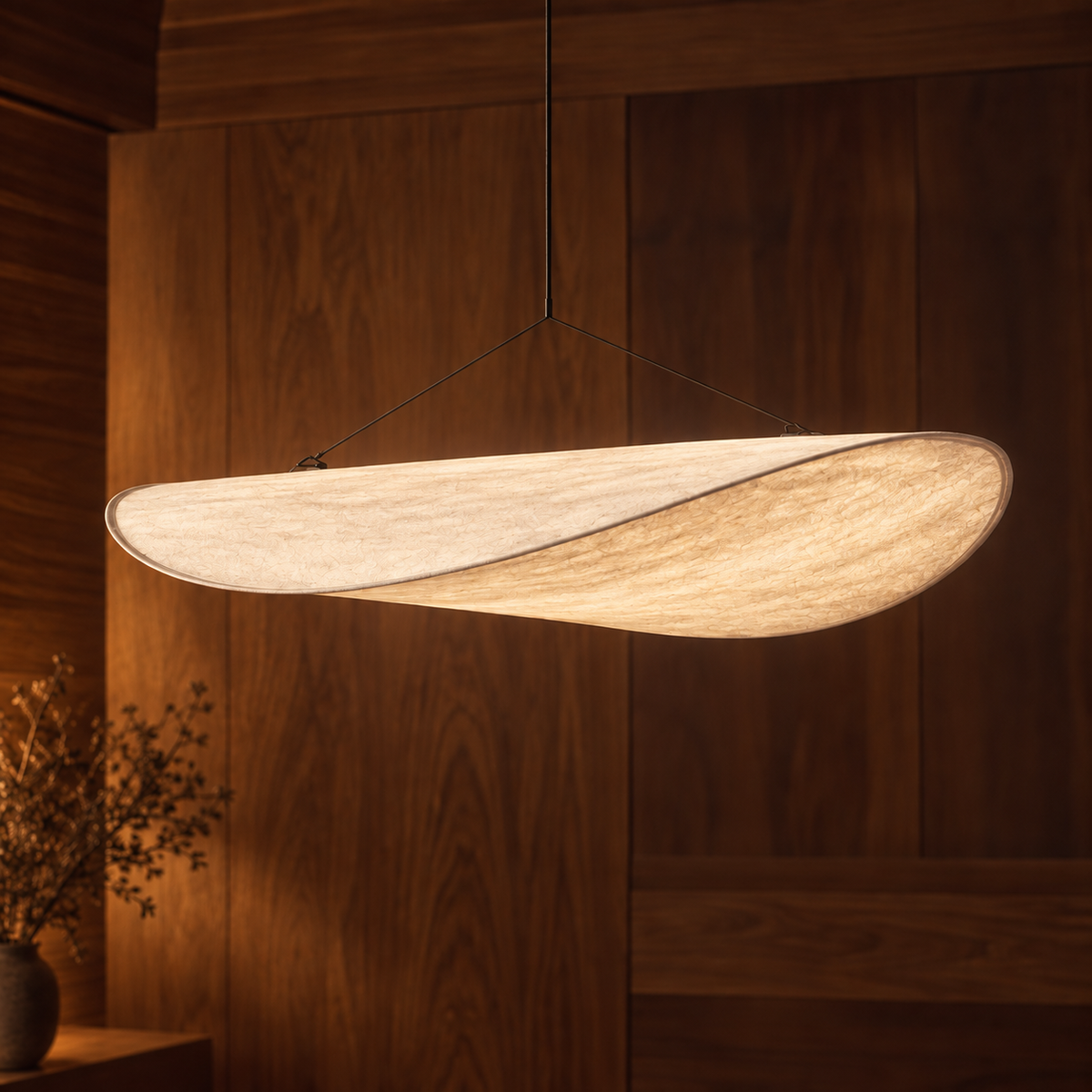 Japandi Sculptural Pendant Light – Organic Wave Lighting