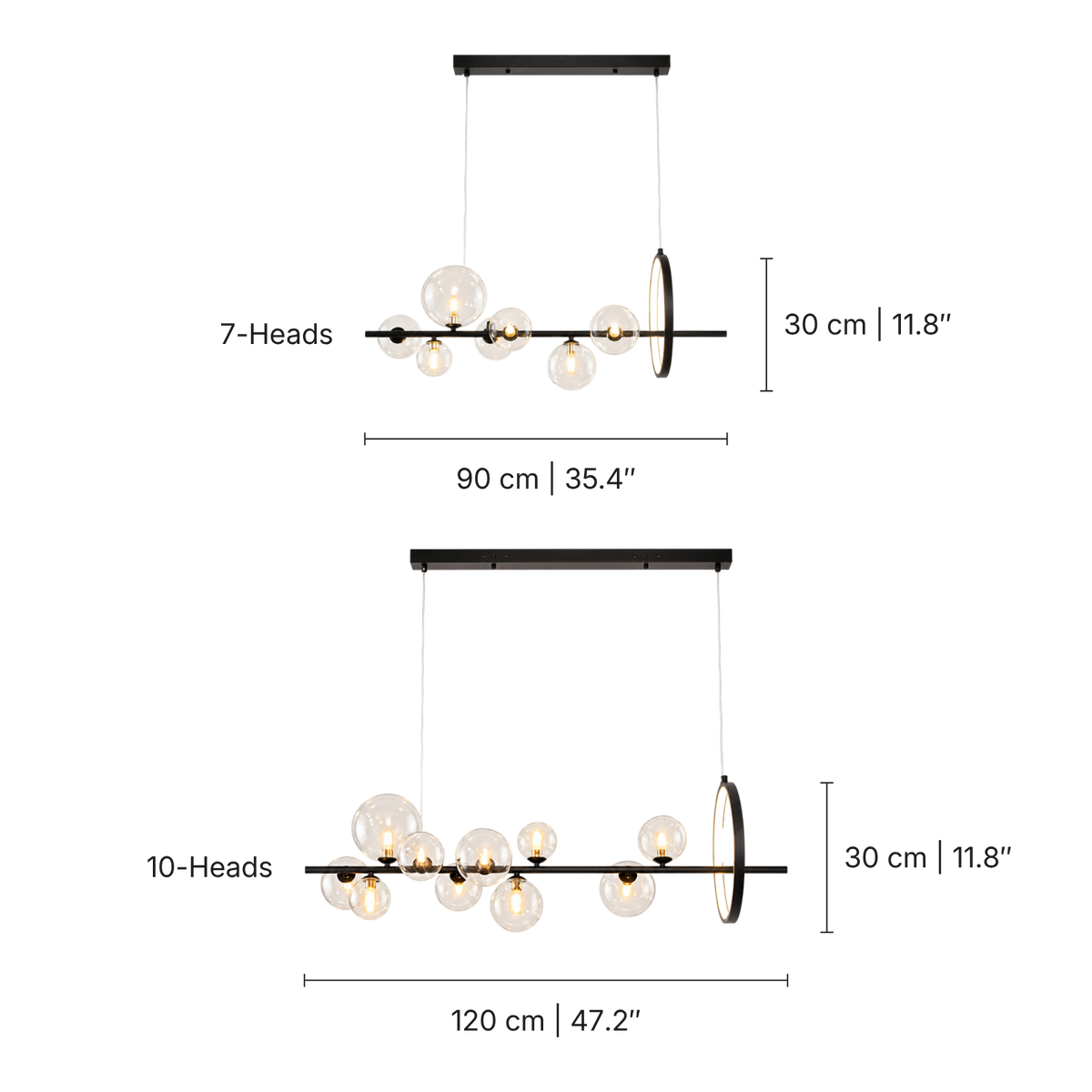 Linear Glass Globe Pendant Light – Contemporary Geometric Lighting