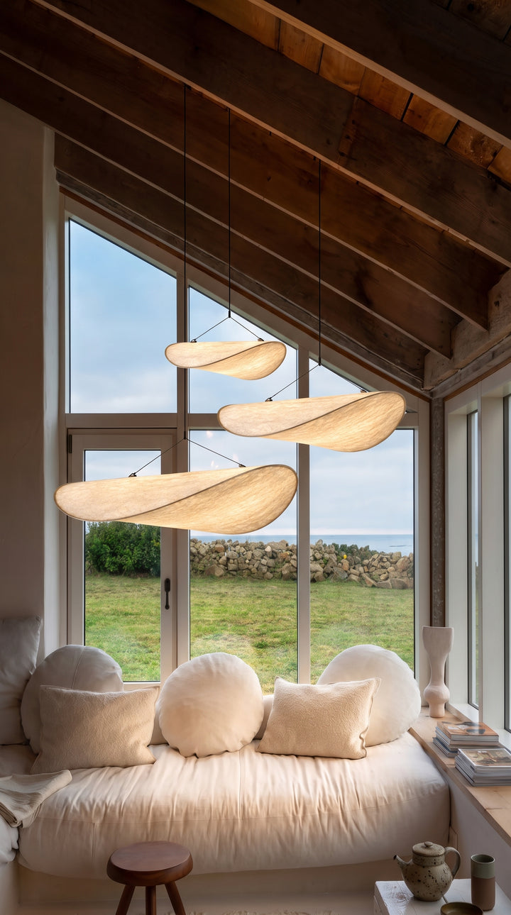 Japandi Sculptural Pendant Light – Organic Wave Lighting