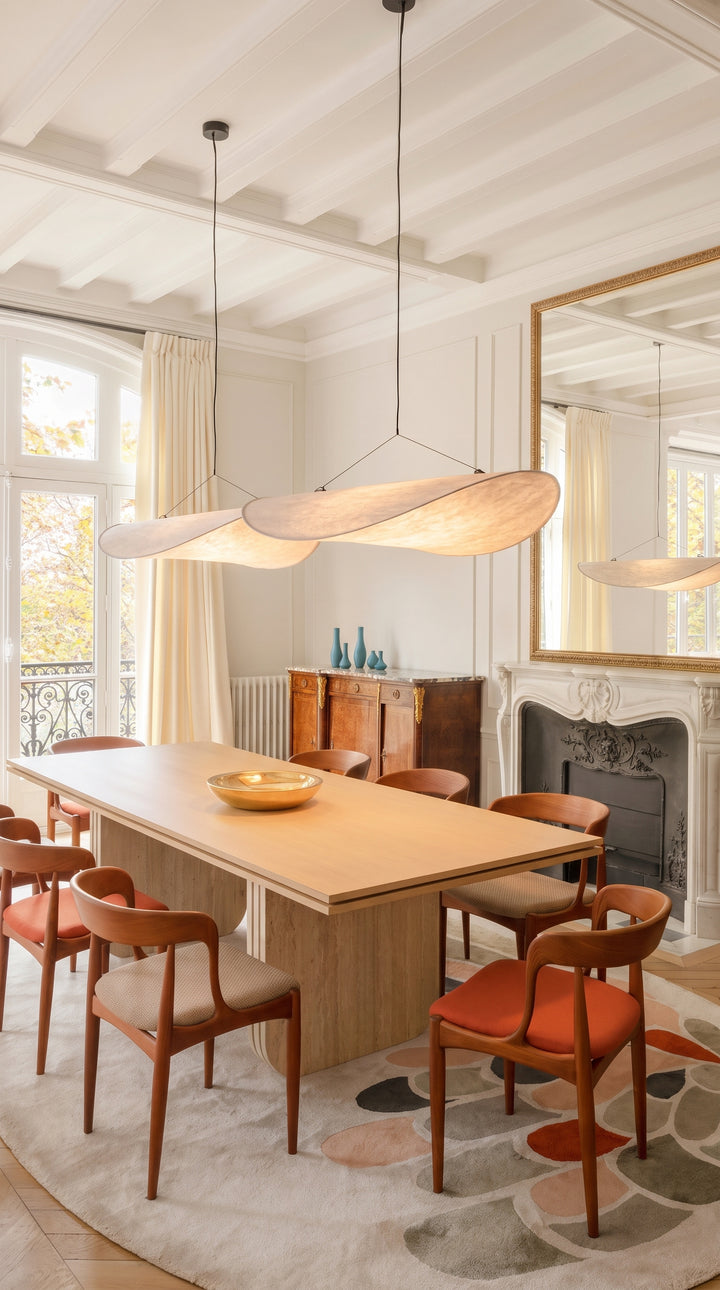 Japandi Sculptural Pendant Light – Organic Wave Lighting