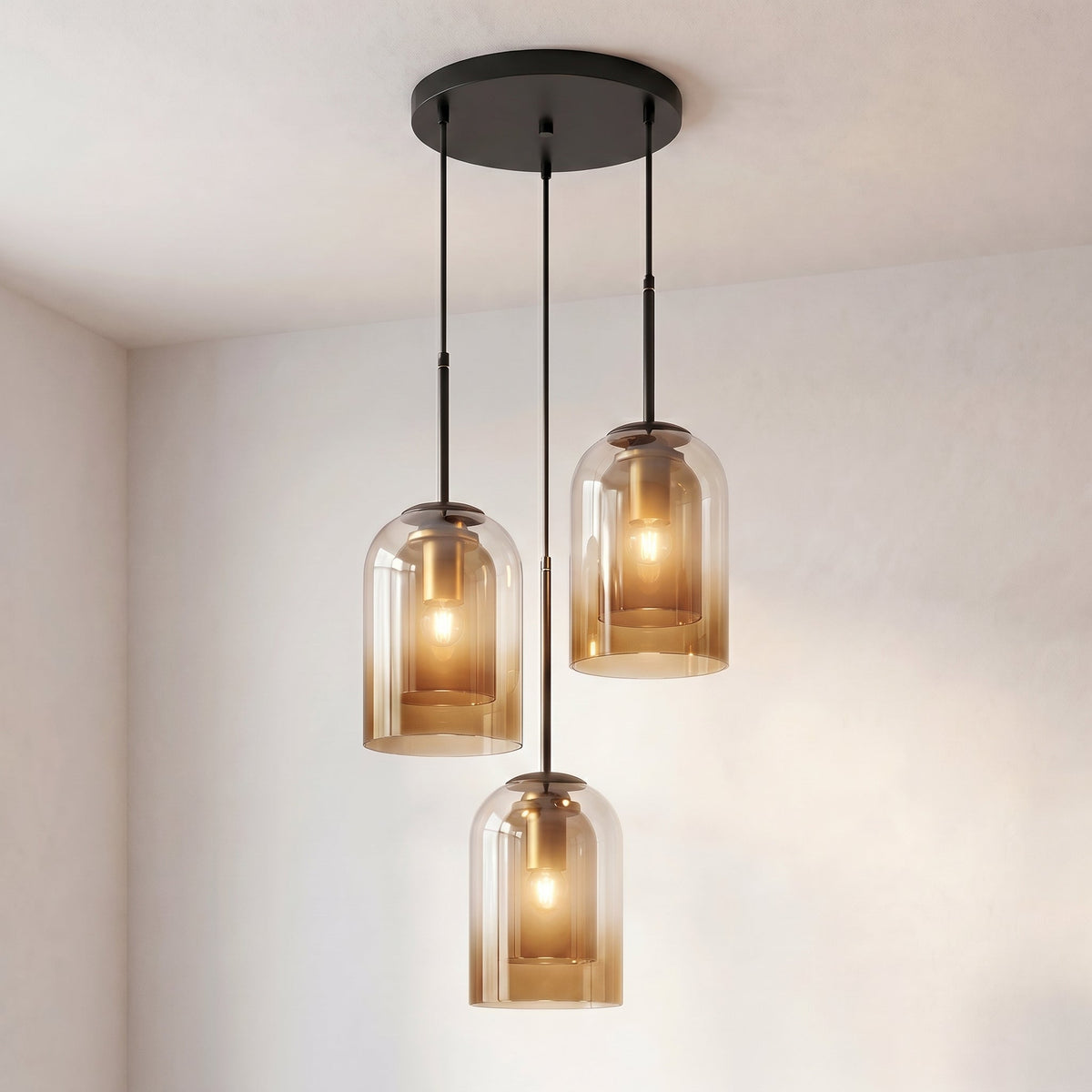 Modern Glass Pendant Light – Contemporary Double-Layer Hanging Lighting