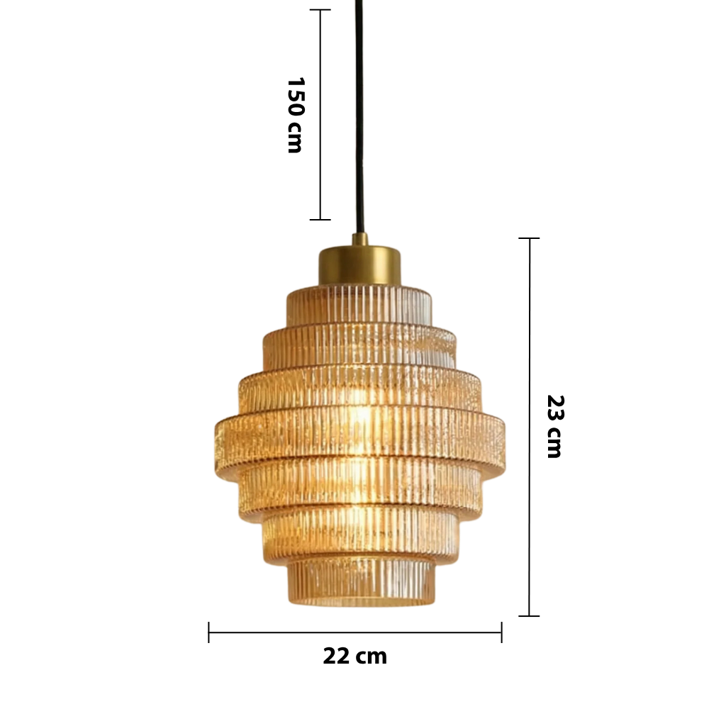 Tiered Ribbed Glass Pendant Light – Antique Brass Lighting