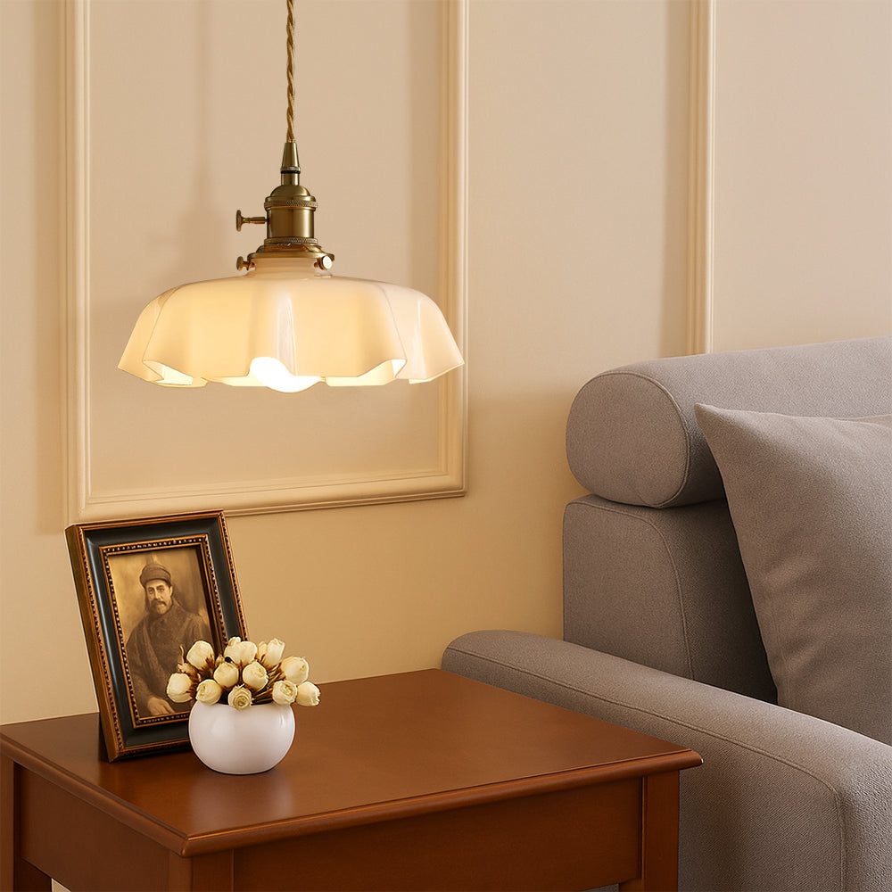 French Style Pendant Light – Vintage Floral Glass Lighting