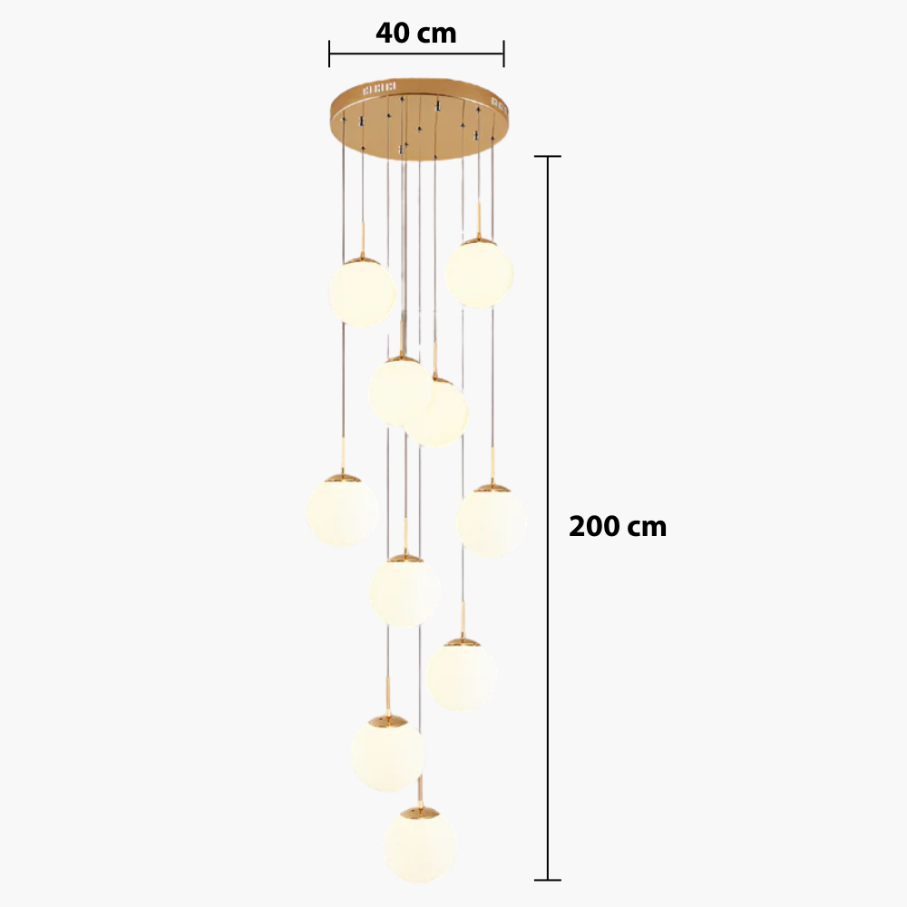 Glass Globe Staircase Chandelier – Modern Cascading LED Lighting