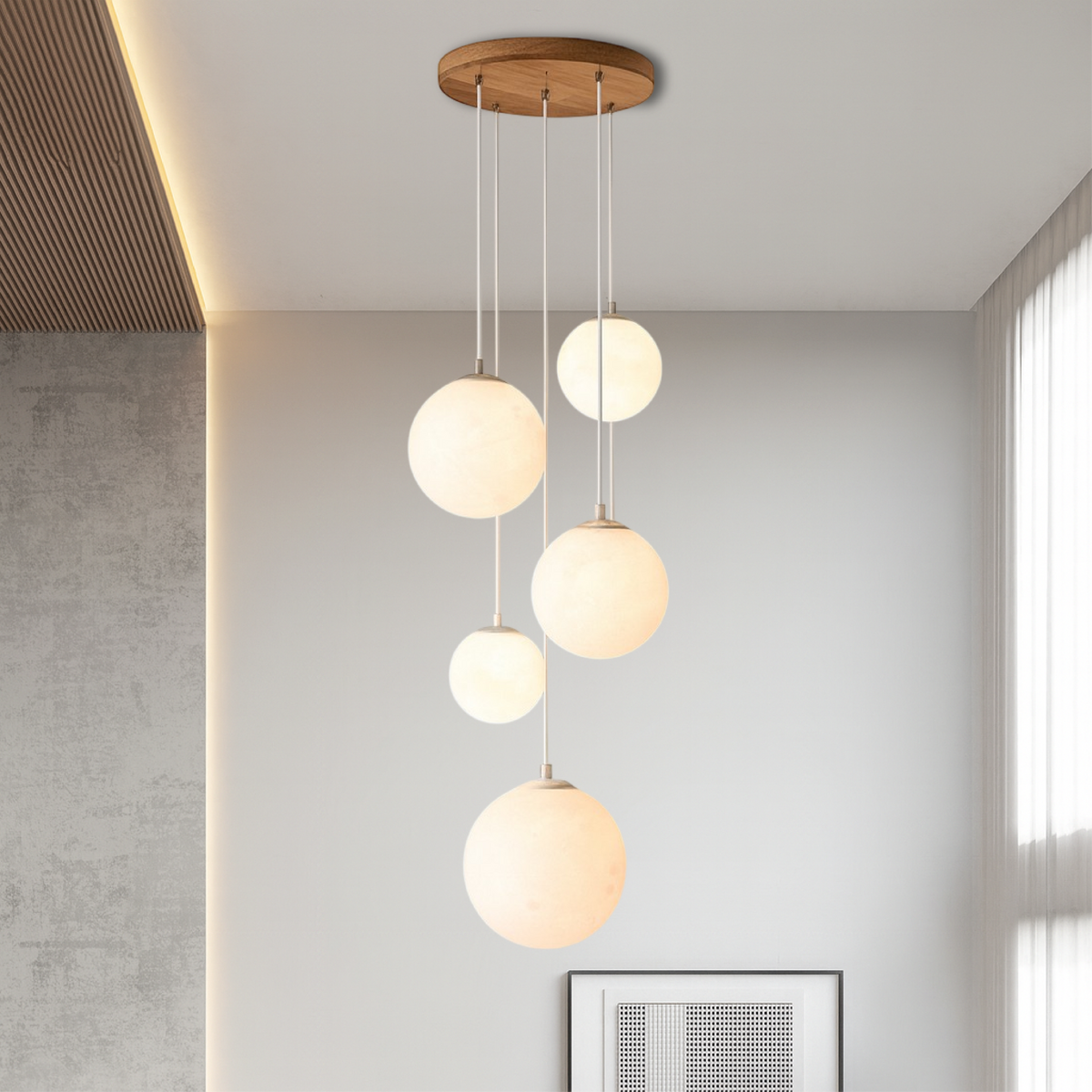 Modern Globe Staircase Chandelier – Cascading LED Pendant Lighting